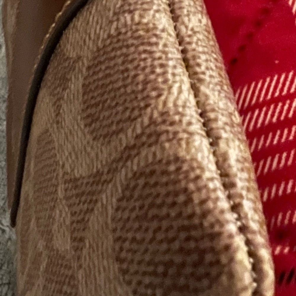 Coach Signature Beige and Brown Wristlet - Picture 5 of 10